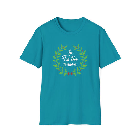 Tis The Season Holiday Graphic T Shirt Tropical Blue