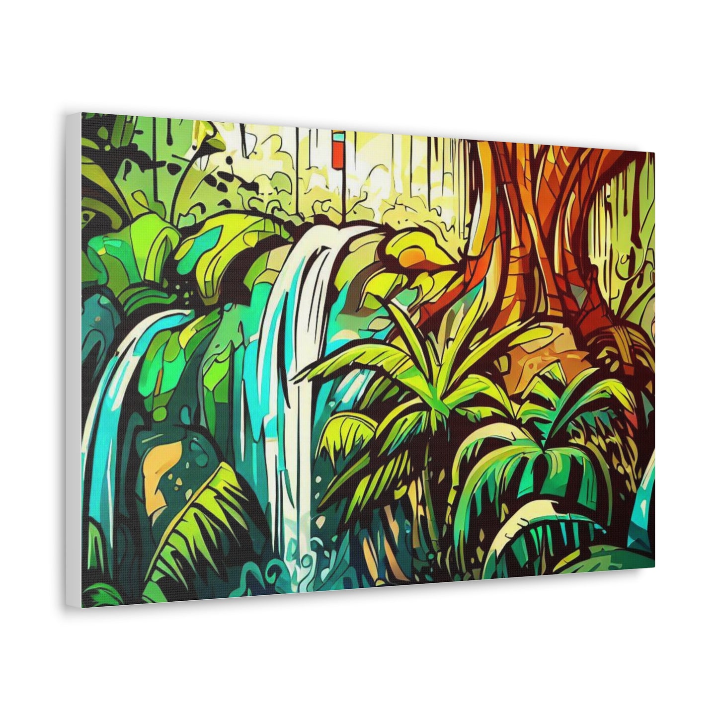 Rainforest Waterfall, Jungle Waterfall, Graffiti-inspired home decor, Modern street art prints, Graffiti wall art, Street art canvas art, Graffiti artist prints - SaviTraviDesigns