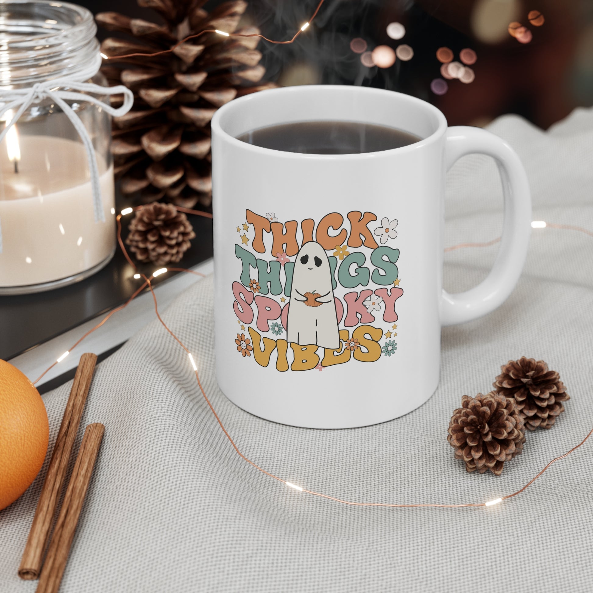 Spooky Vibes, Personalized Mug Designs, Creative Coffee Cups, Unique Mug Artwork, Printed Coffee Mugs, Artist-Designed Mugs