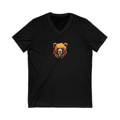 Orange Bear Shirt, Graffiti Graphic Shirt, Street Art, Urban Art, Unisex Jersey Short Sleeve V-Neck Tee Black