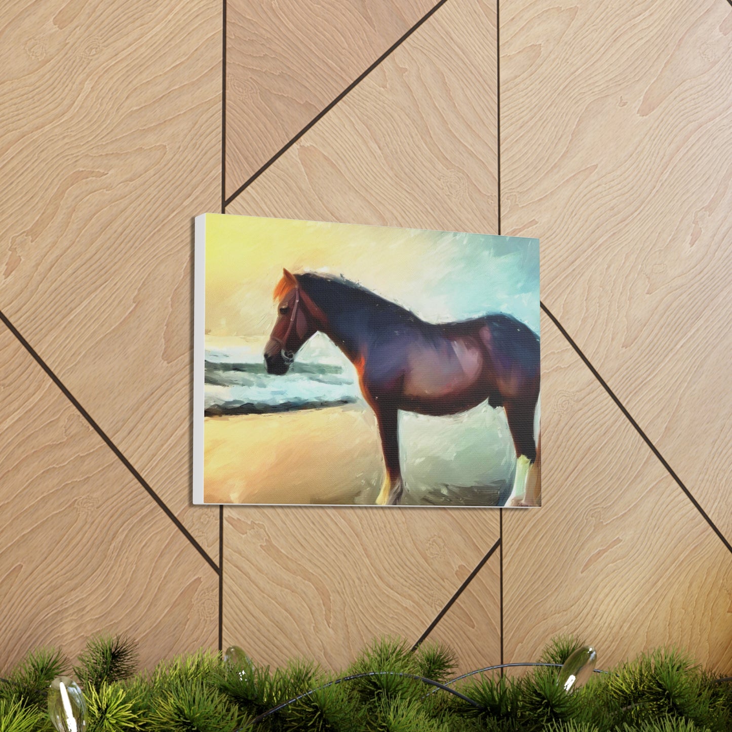 Horse wall art, Beach wall art, ocean art, Canvas Gallery Wraps, Horse Beach, Sunset Beach - SaviTraviDesigns