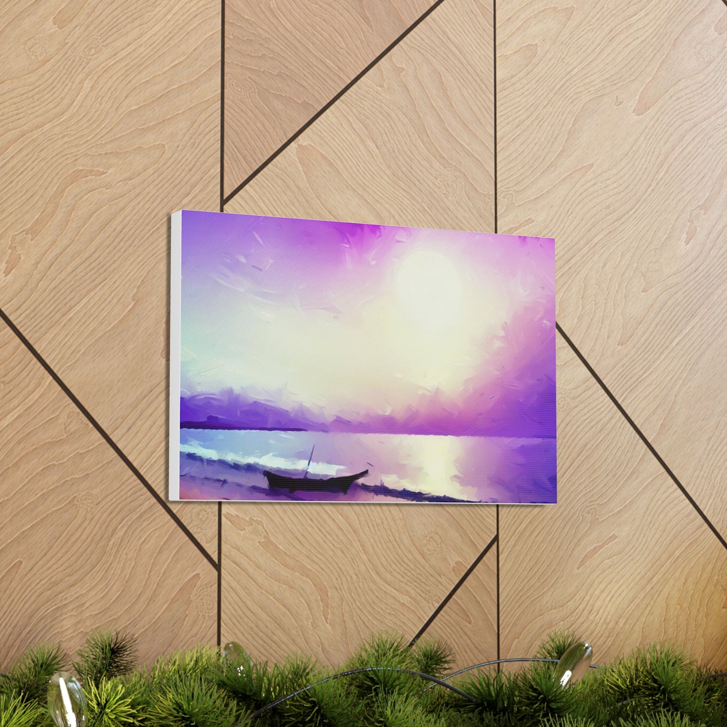 Sailboat Beach, Purple Sunset, Beach wall art, sunset wall art, beach art, Canvas Gallery Wraps