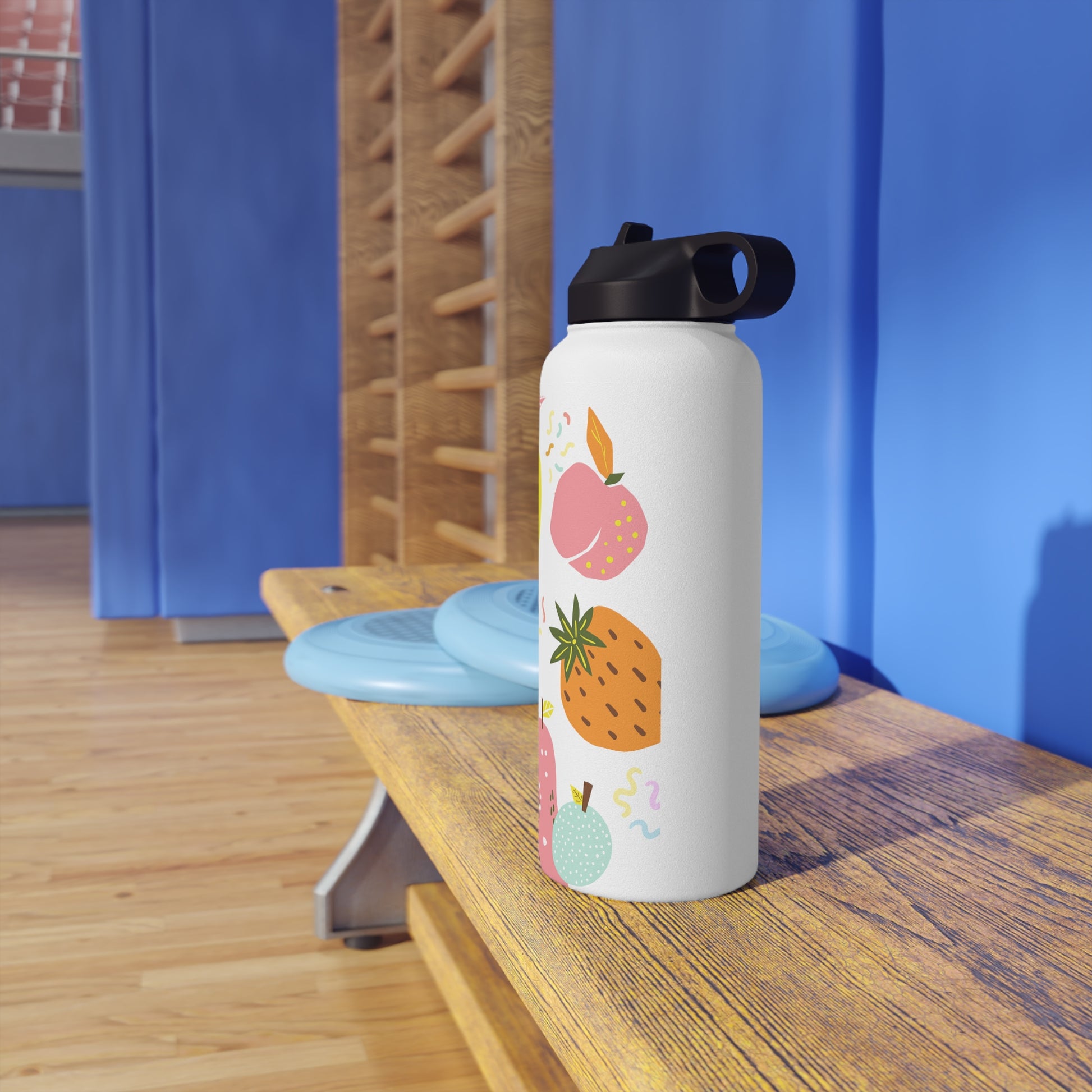 Fruit water bottle, design water bottle, Stainless Steel Water Bottle, Standard Lid - SaviTraviDesigns