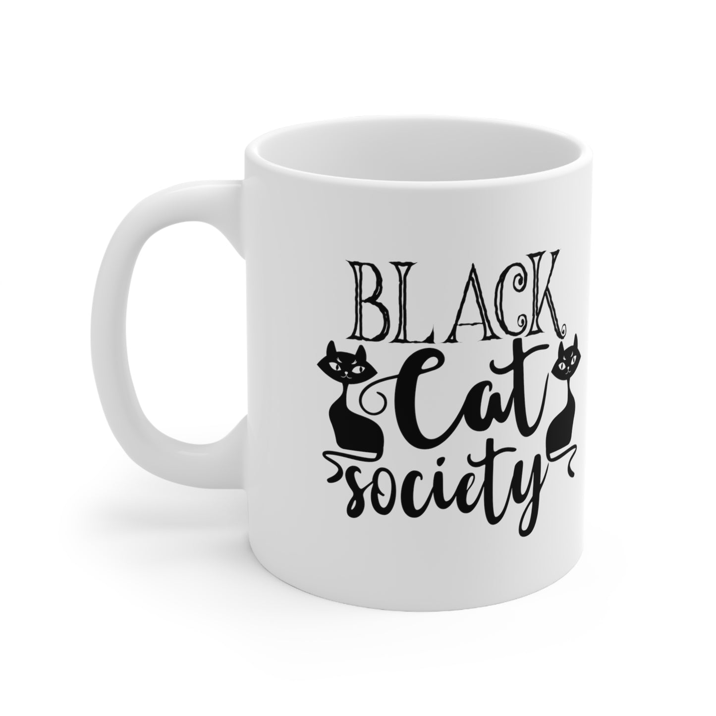 Black Cat Society, Personalized Mug Designs, Creative Coffee Cups, Unique Mug Artwork, Printed Coffee Mugs, Artist-Designed Mugs