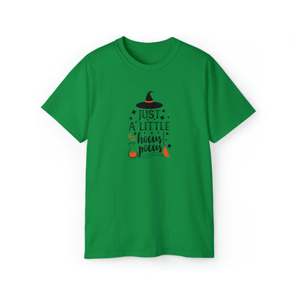 Just A Little Hocus Pocus, Halloween Graphic Shirts, Spooky Halloween Shirts, Scary Halloween Shirt Designs, Cute Halloween Graphic Tees, Funny Halloween Shirt Ideas Irish Green