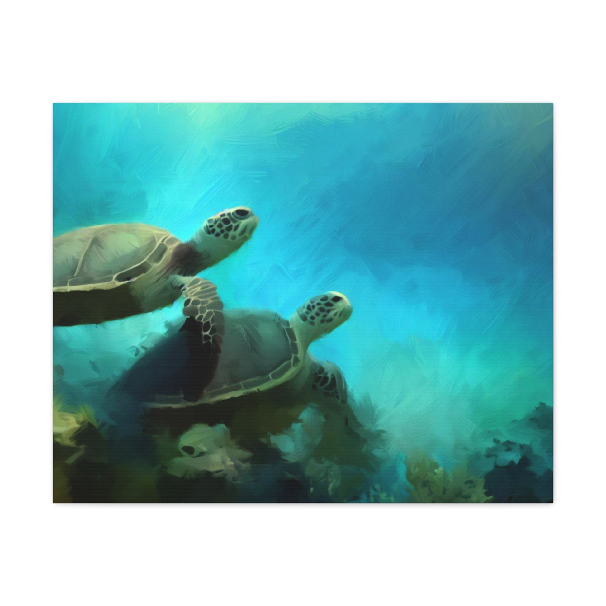 Sea Turtle wall art, ocean wall art, Underwater art, Canvas Gallery Wraps, Sea Turtle Painting 30″ x 24″ Premium Gallery Wraps (1.25″)