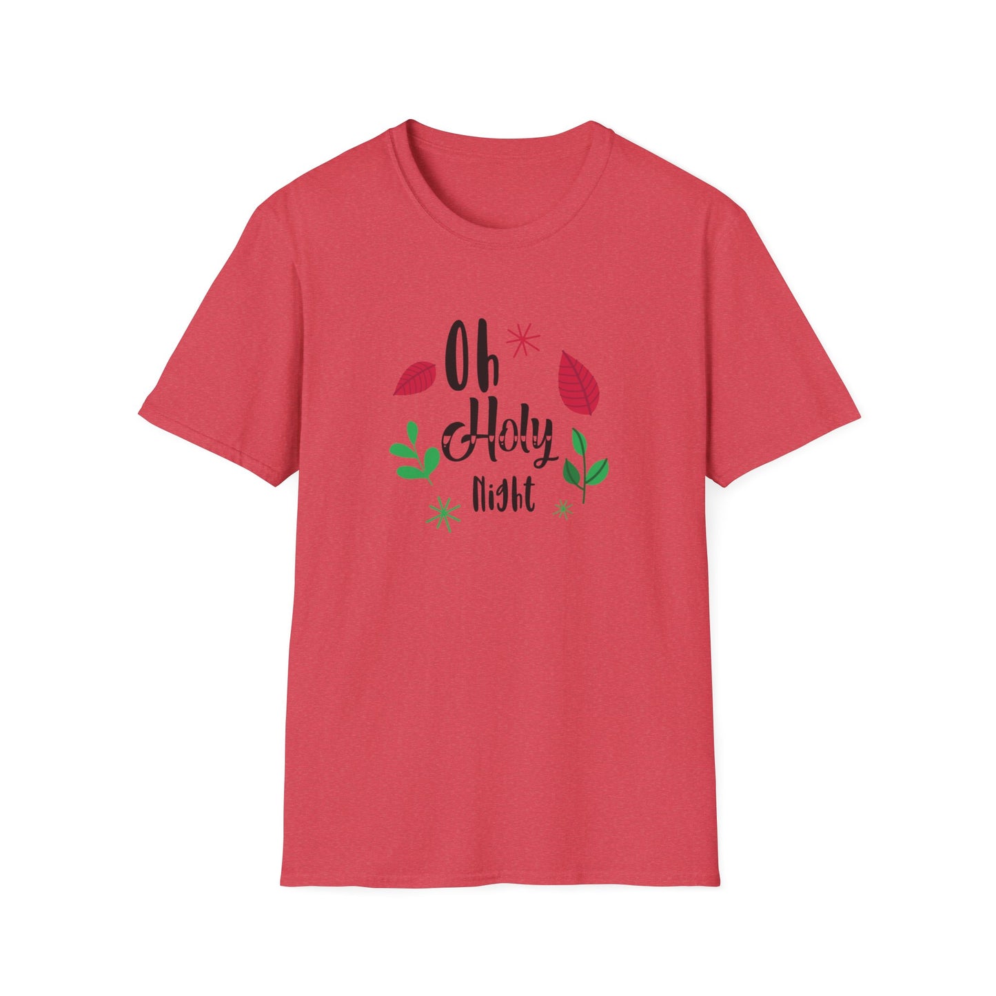 Oh Holy Night Holiday Graphic T Shirt Heather Red