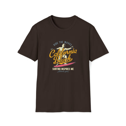 California Beach Surfing |Beach Lifestyle Shirts | Summer Vibe Apparel Dark Chocolate