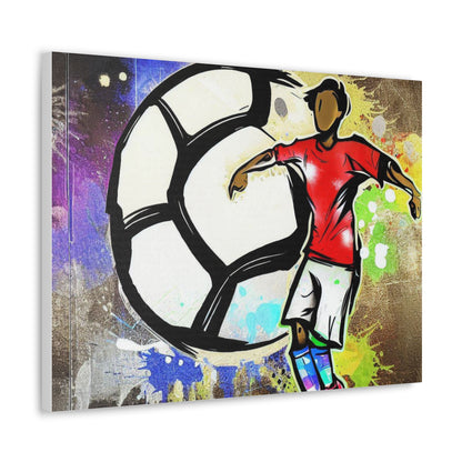 Soccer Player, Graffiti-inspired home decor, Modern street art prints, Graffiti wall art, Street art canvas art, Graffiti artist prints 24″ x 18″ Premium Gallery Wraps (1.25″)