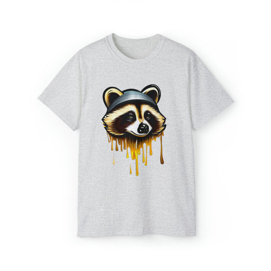 Raccoon Shirt, Graffiti Print Shirt, Unisex Ultra Cotton Tee, Golden Raccoon - SaviTraviDesigns