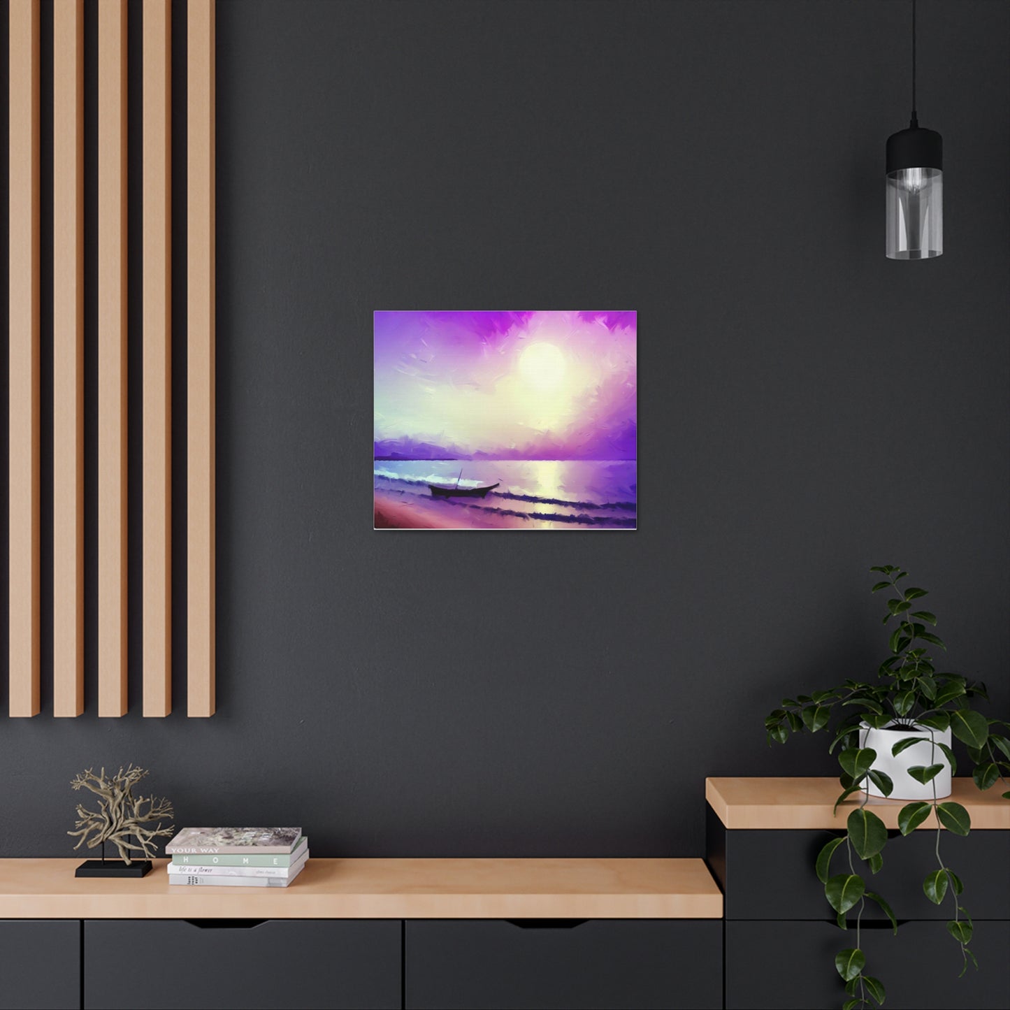 Sailboat Beach, Purple Sunset, Beach wall art, sunset wall art, beach art, Canvas Gallery Wraps