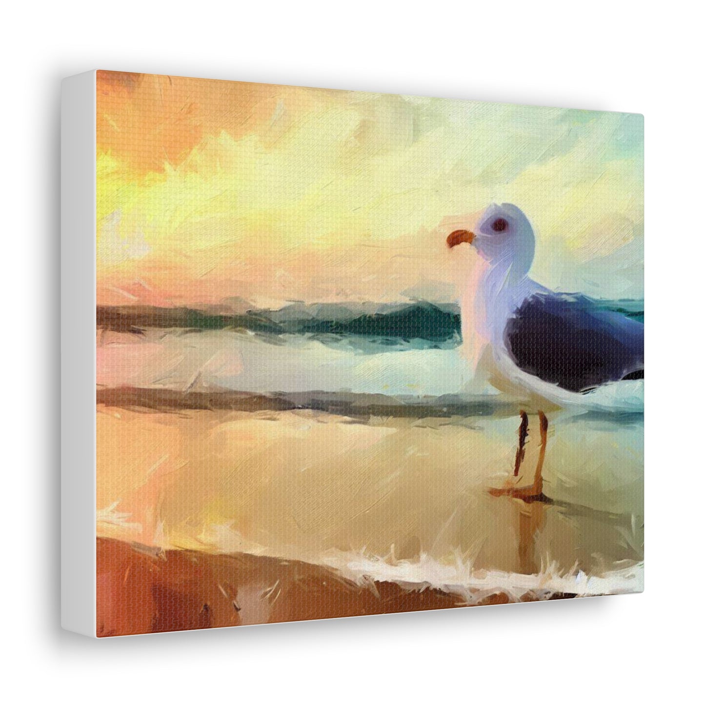 Seagull Beach, Beach wall art, Ocean wall art, Canvas Gallery Wraps