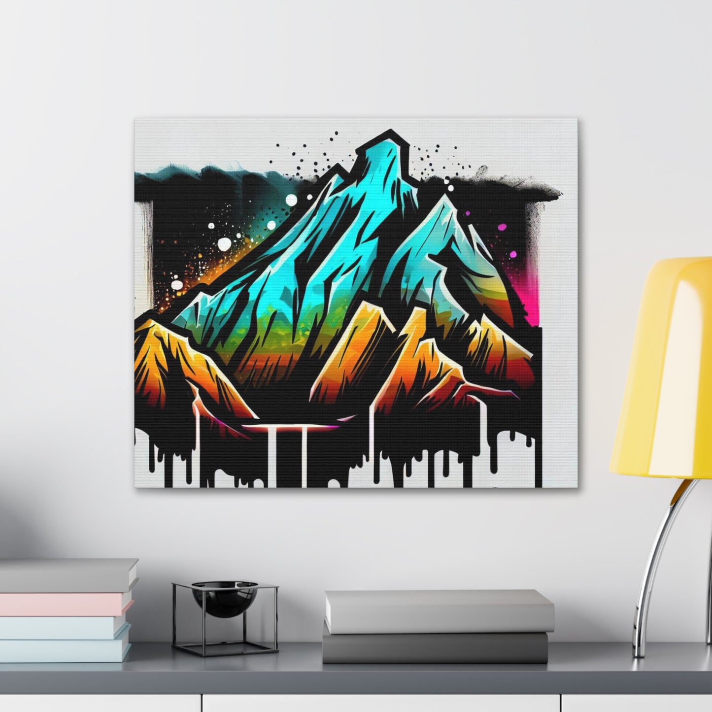 Mountain Rain, Rainbow Mountain, Graffiti art prints, Street art canvas, Urban art decor, Graffiti-style wall art, Graffiti canvas prints, Street art posters - SaviTraviDesigns