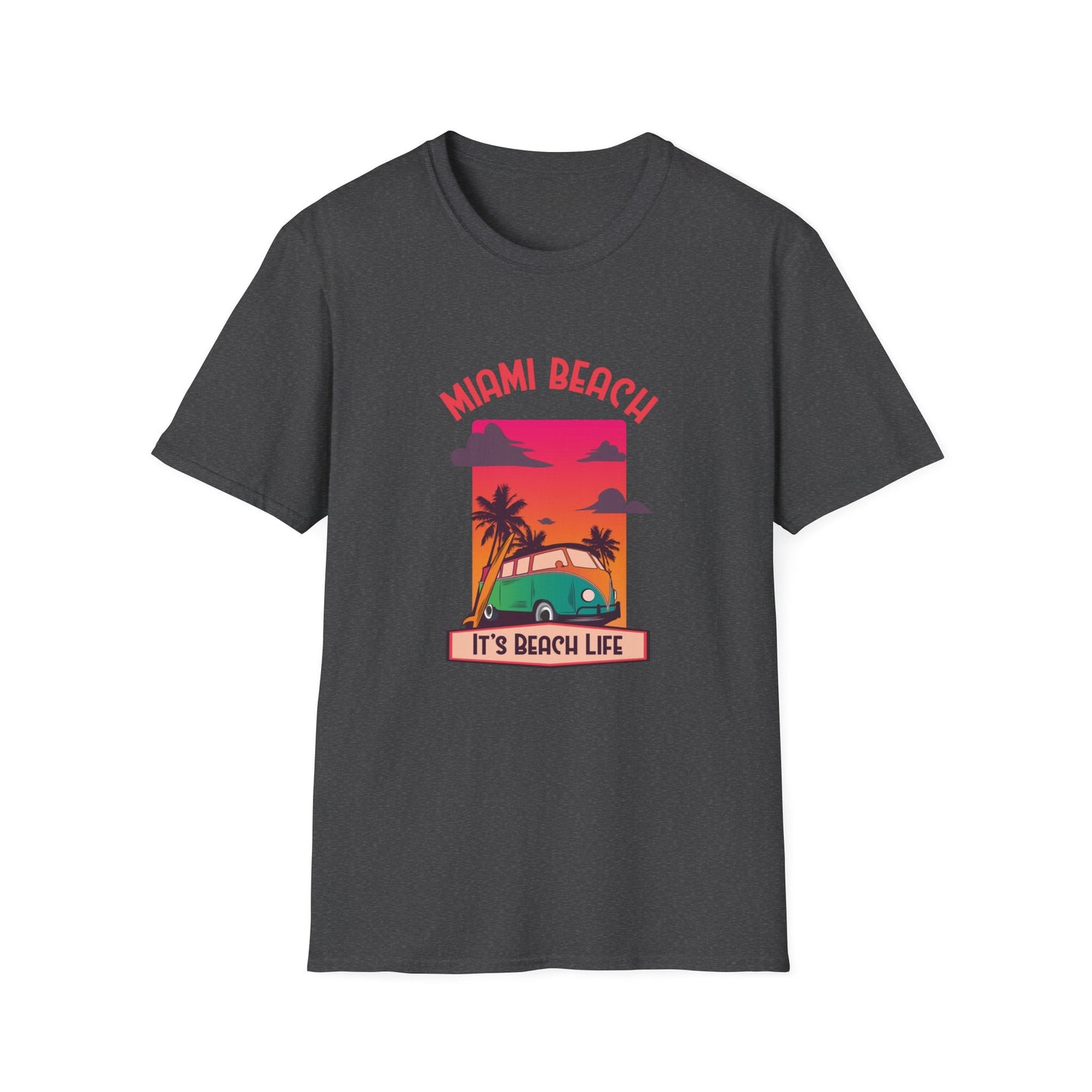 Miami Beach Its A Beach Life Graphic T Shirt Dark Heather