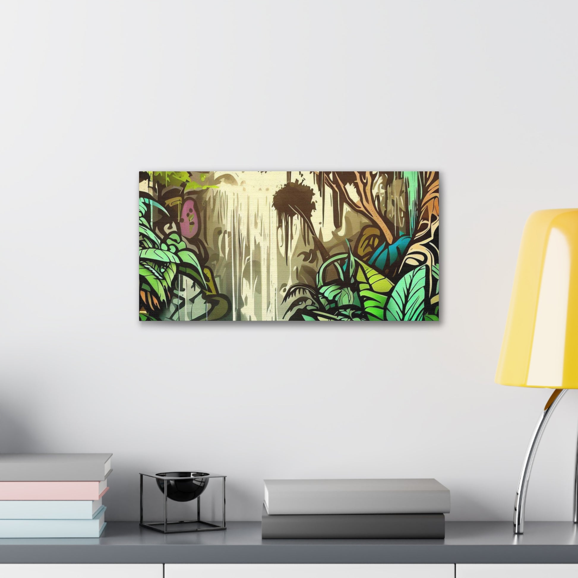 Jungle Waterfall, Rainforest Waterfall, Graffiti-inspired home decor, Modern street art prints, Graffiti wall art, Street art canvas art, Graffiti artist prints