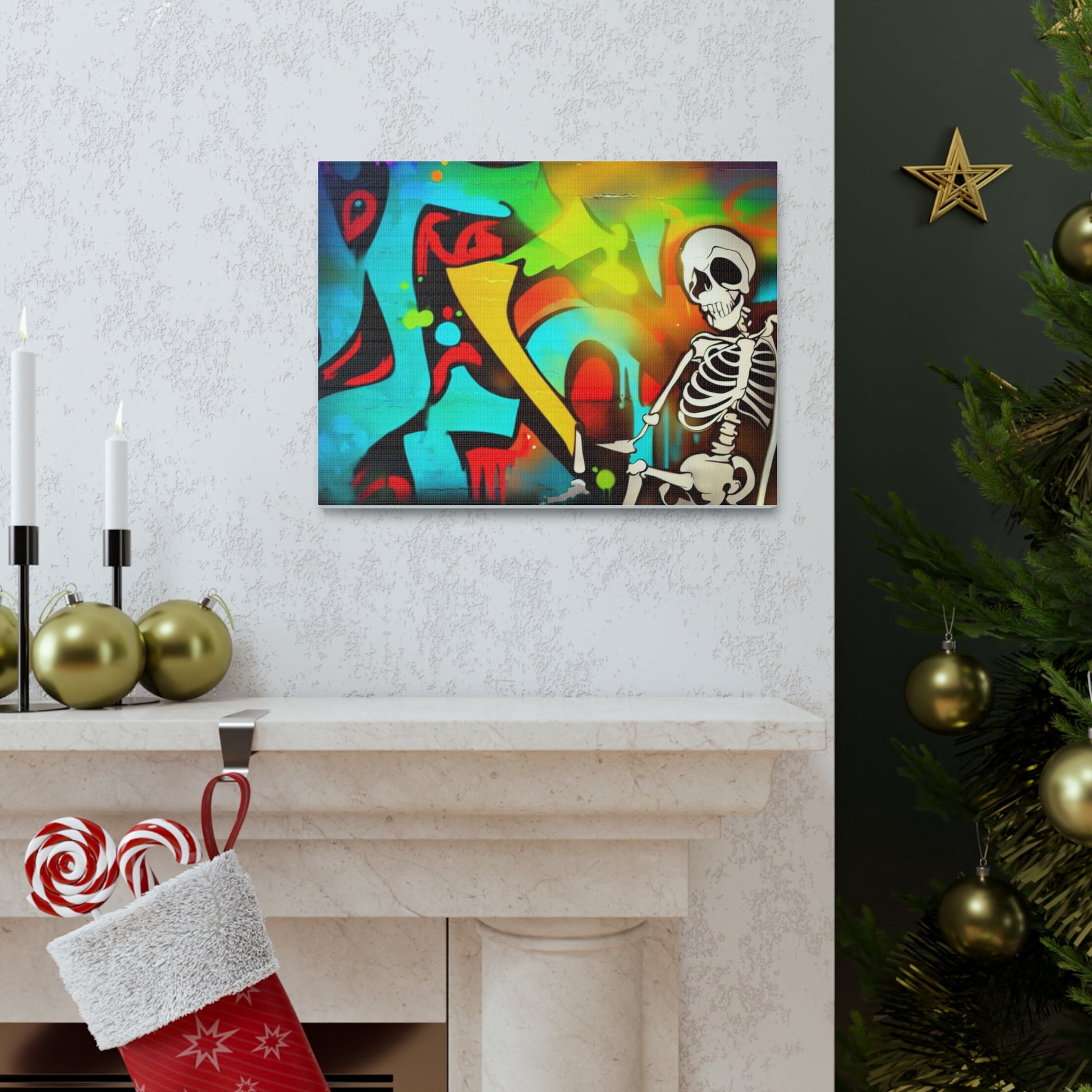 Halloween art, Skeleton canvas prints, Graffiti Halloween, Scary Halloween decor, Halloween home decor, Halloween wall, Gothic wall decor, Canvas Gallery Wraps - SaviTraviDesigns