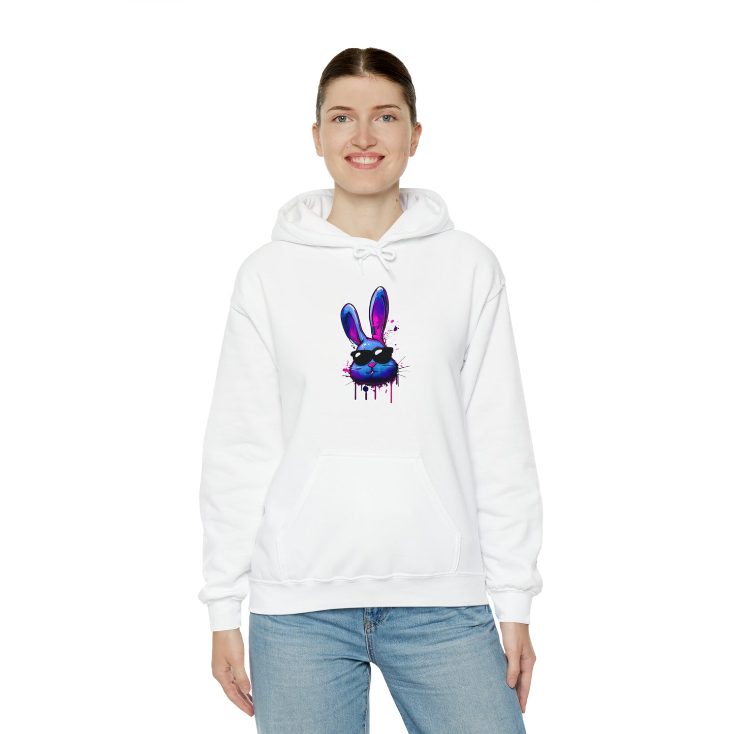 Bunny Hoodie, Graffiti Hoodie, Graffiti sweatshirt, Bunny sweatshirt, Urban Art Hooded Sweatshirt, Blue Bunny