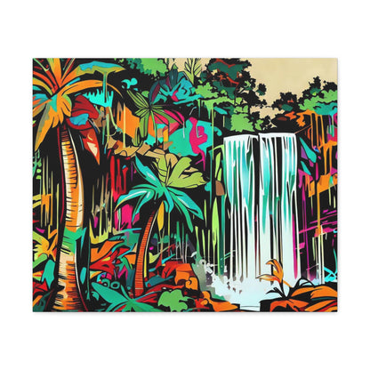 Jungle Waterfall, Rainforest Waterfall, Graffiti-inspired home decor, Modern street art prints, Graffiti wall art, Street art canvas art, Graffiti artist prints - SaviTraviDesigns