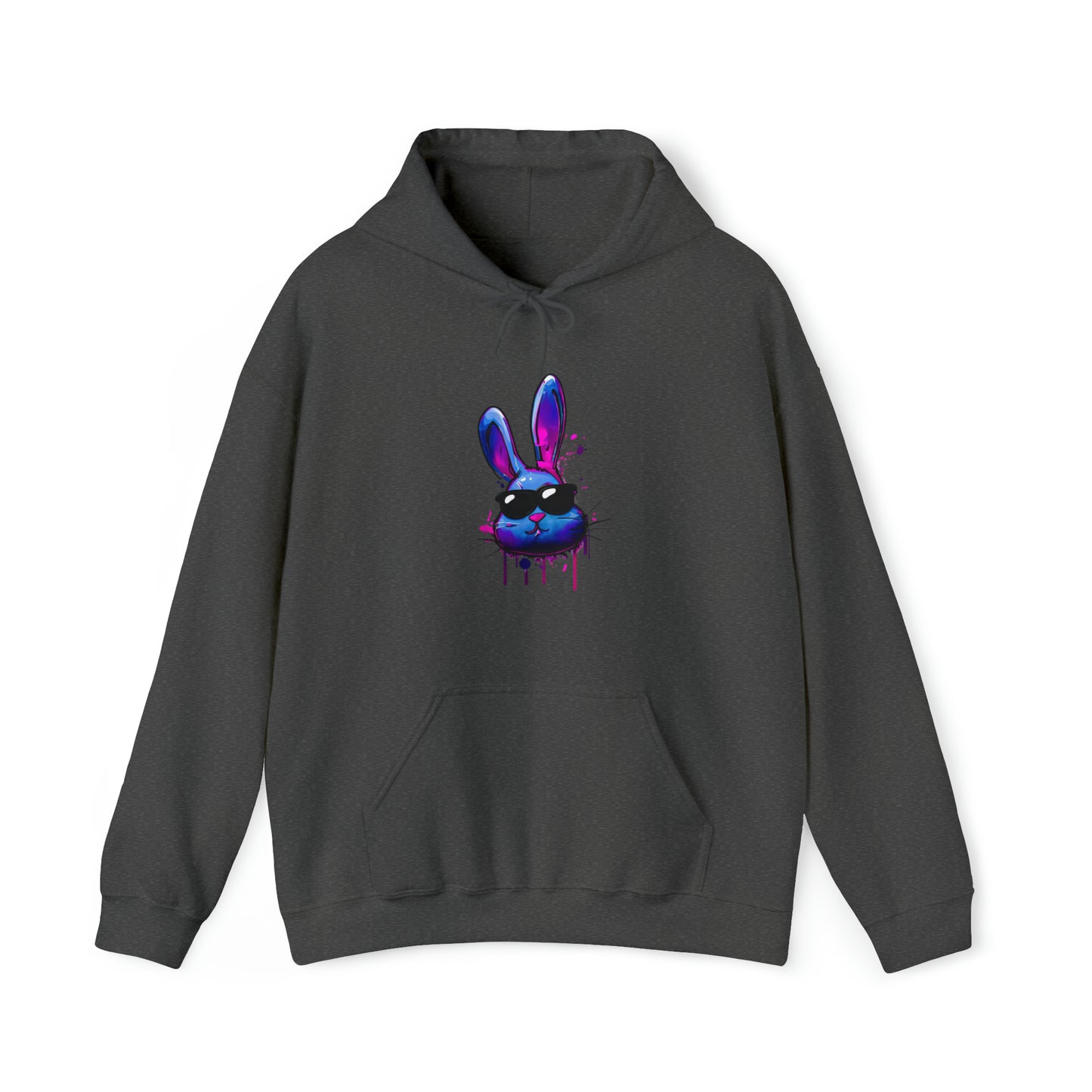 Bunny Hoodie, Graffiti Hoodie, Graffiti sweatshirt, Bunny sweatshirt, Urban Art Hooded Sweatshirt, Blue Bunny Dark Heather