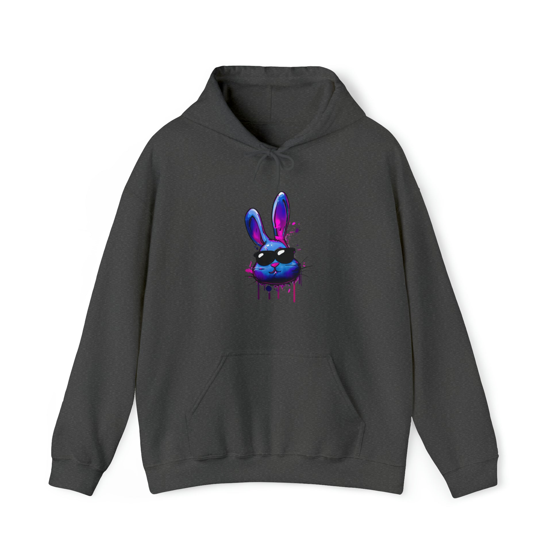 Bunny Hoodie, Graffiti Hoodie, Graffiti sweatshirt, Bunny sweatshirt, Urban Art Hooded Sweatshirt, Blue Bunny Dark Heather