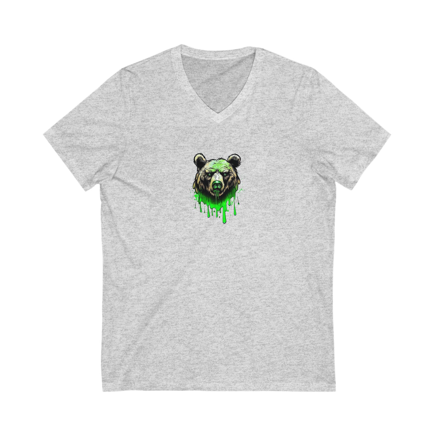 Green Bear Shirt, Graffiti Graphic Shirt, Street Art, Urban Art, Unisex Jersey Short Sleeve V-Neck Tee Ash