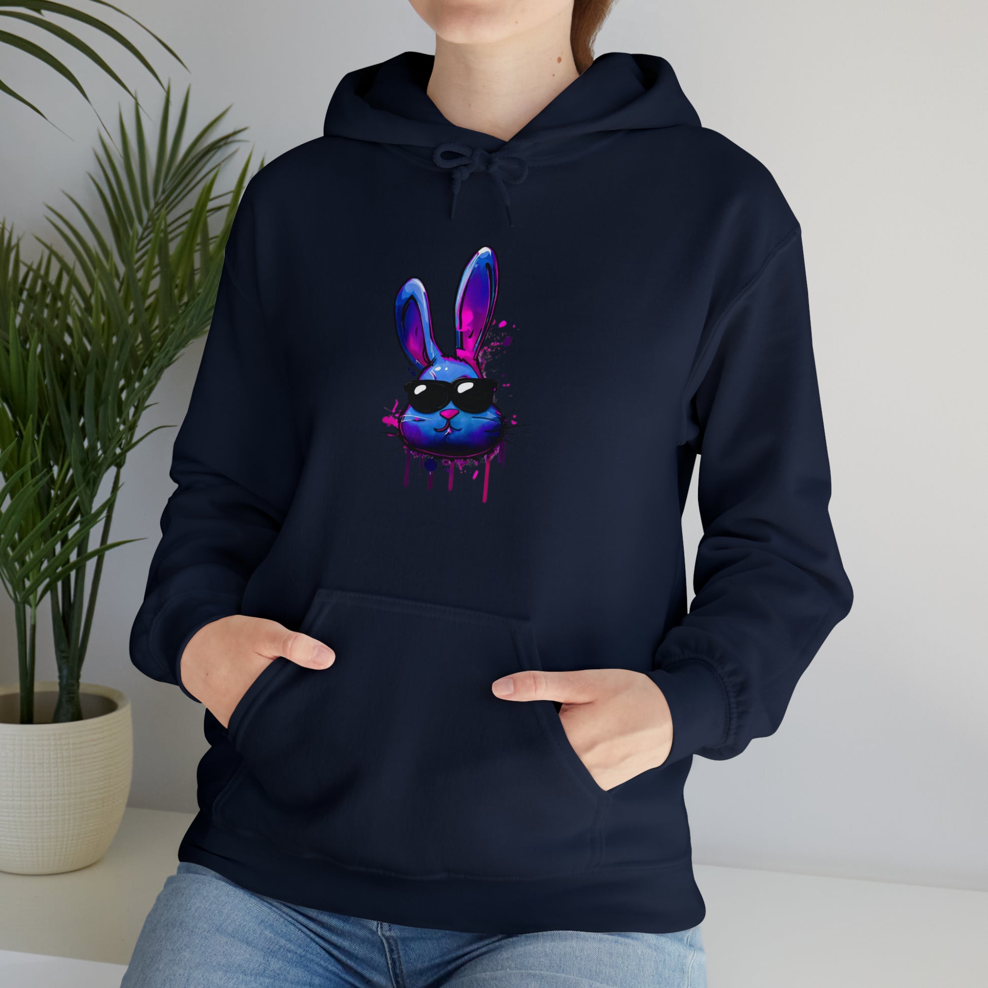 Bunny Hoodie, Graffiti Hoodie, Graffiti sweatshirt, Bunny sweatshirt, Urban Art Hooded Sweatshirt, Blue Bunny