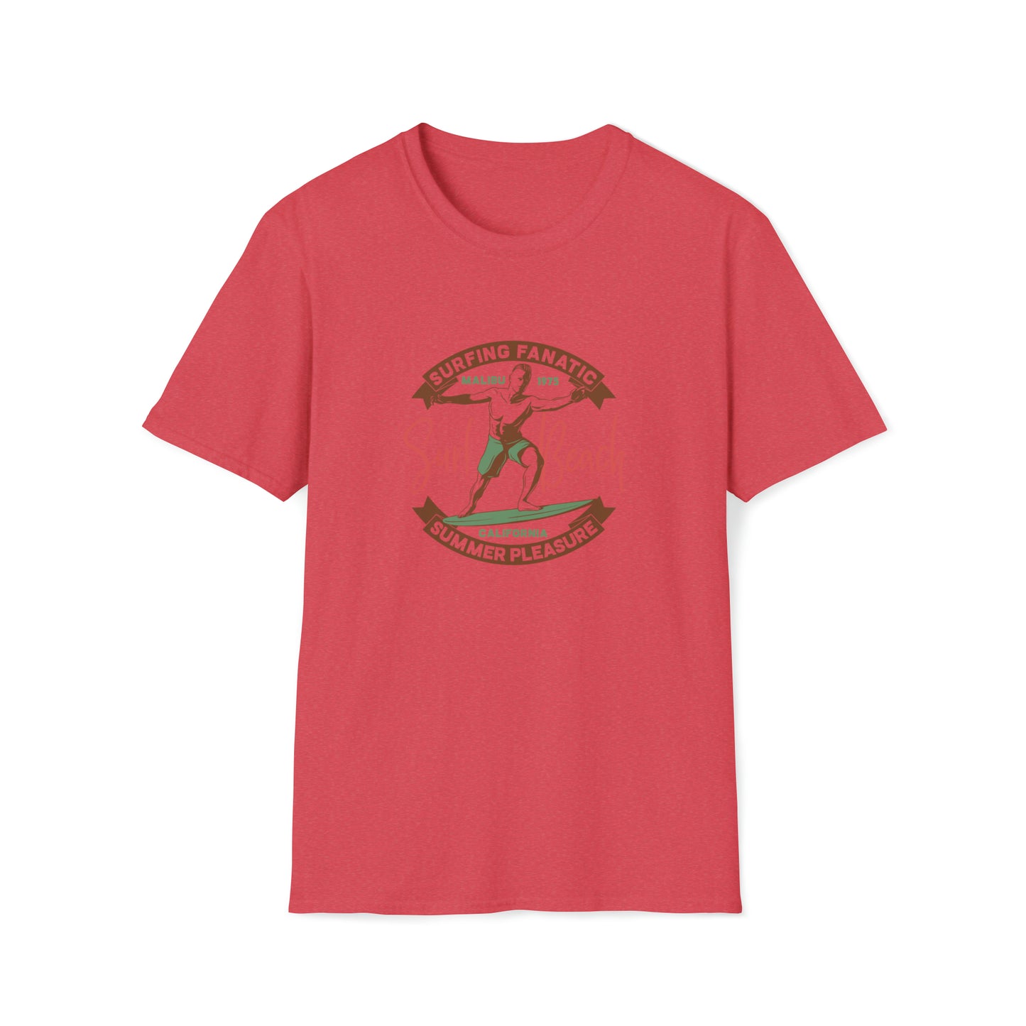 Surfing Fanatic Paradise Pleasure |Beach Lifestyle Shirts | Summer Vibe Apparel Heather Red