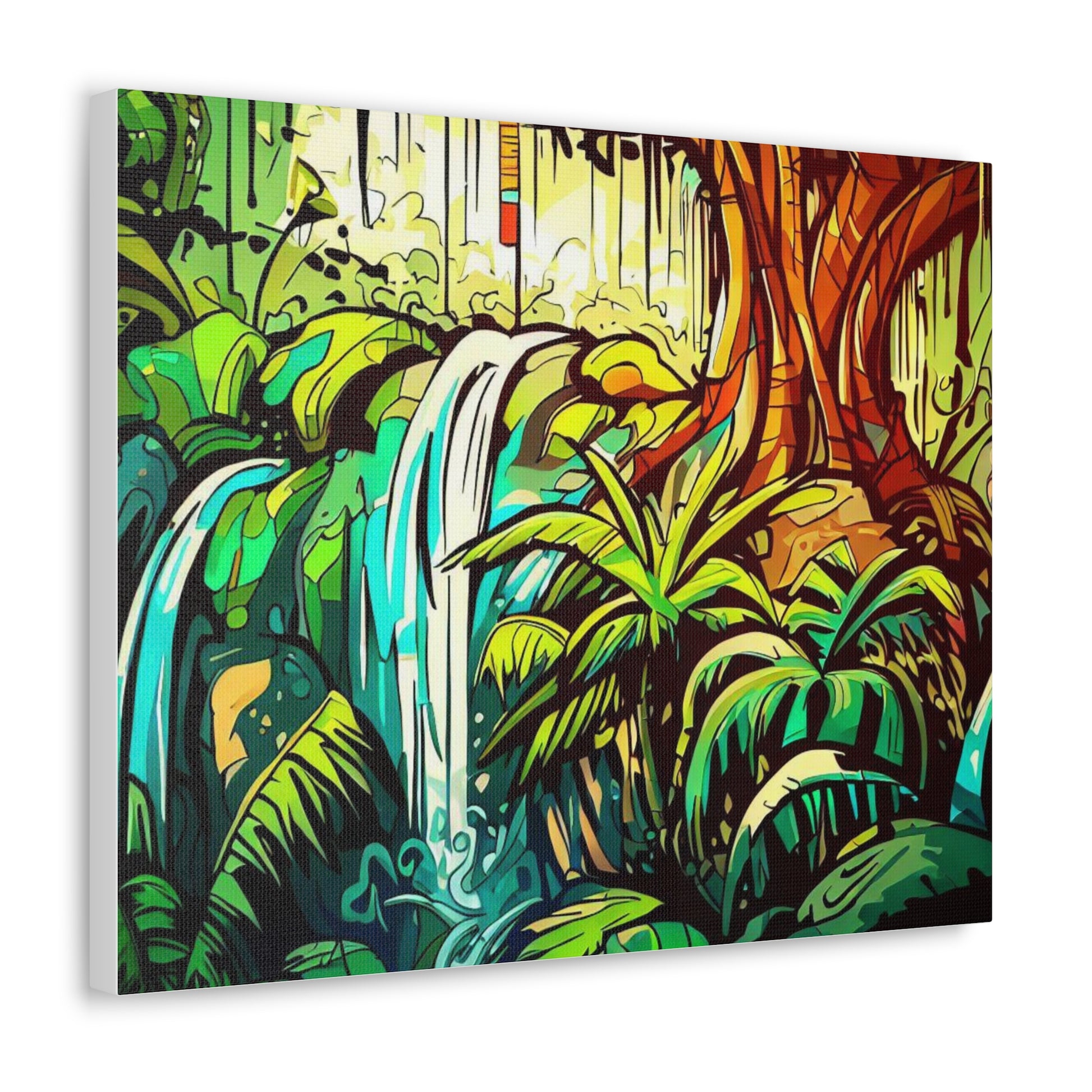 Rainforest Waterfall, Jungle Waterfall, Graffiti-inspired home decor, Modern street art prints, Graffiti wall art, Street art canvas art, Graffiti artist prints - SaviTraviDesigns