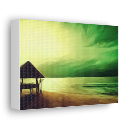 Green Sunset, Beach art, ocean art, beach wall art, Canvas Gallery Wraps