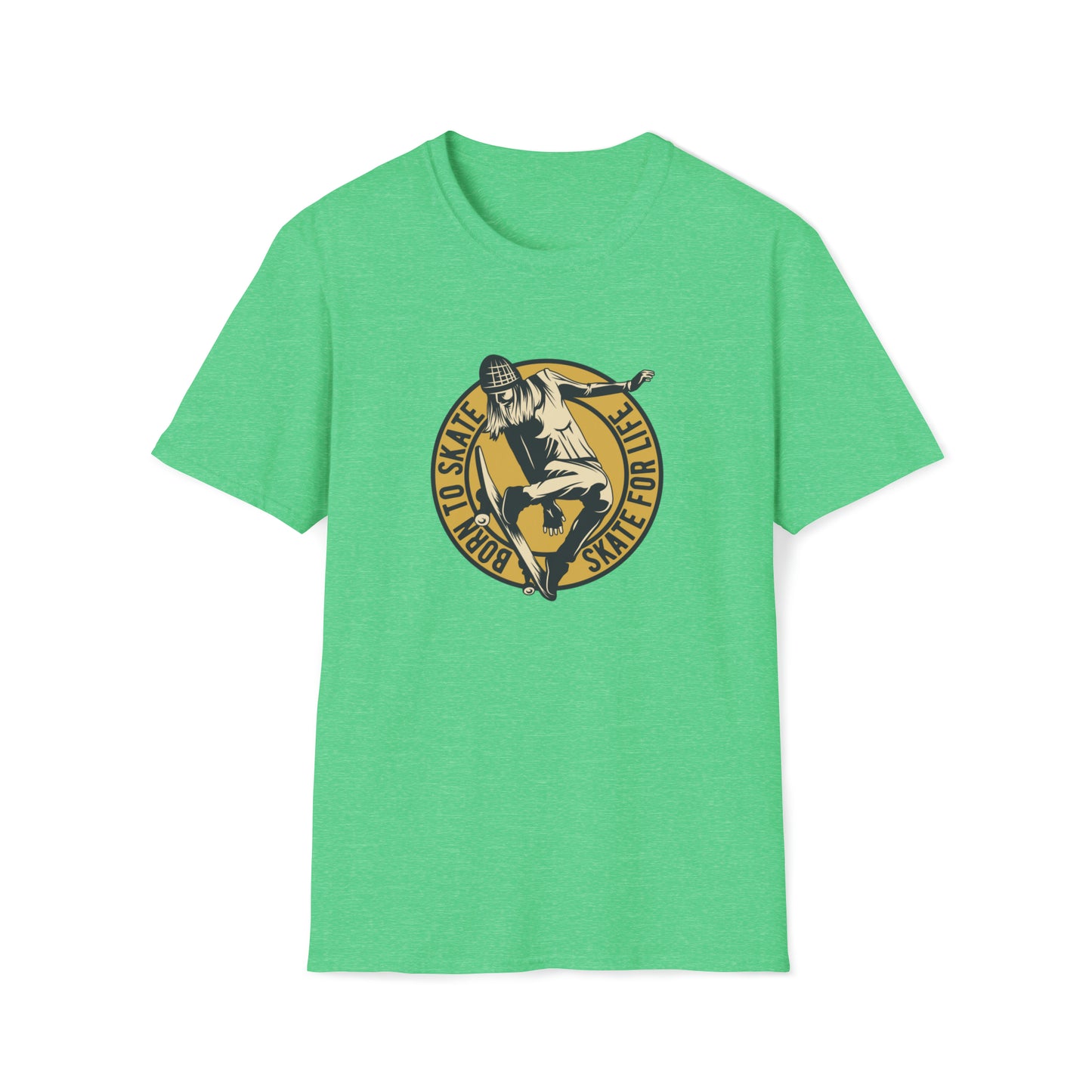 Born To Skate Skate For Life |Beach Lifestyle Shirts | Summer Vibe Apparel Heather Irish Green