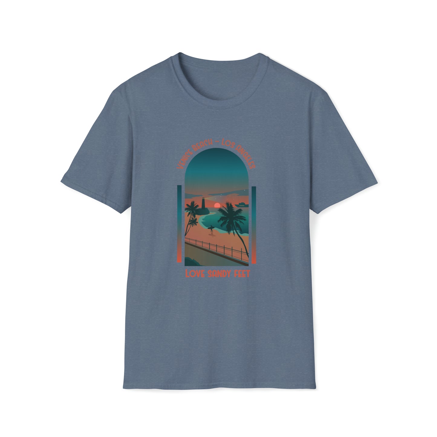 Venice Beach Sandy Feet |Beach Lifestyle Shirts | Summer Vibe Apparel Heather Indigo