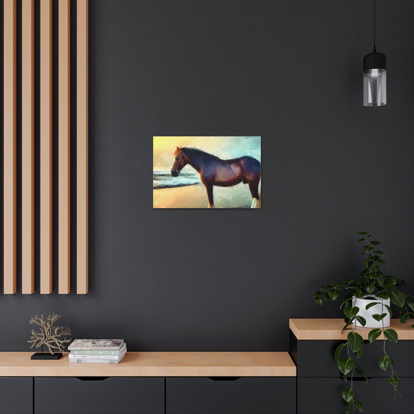 Horse wall art, Beach wall art, ocean art, Canvas Gallery Wraps, Horse Beach, Sunset Beach - SaviTraviDesigns