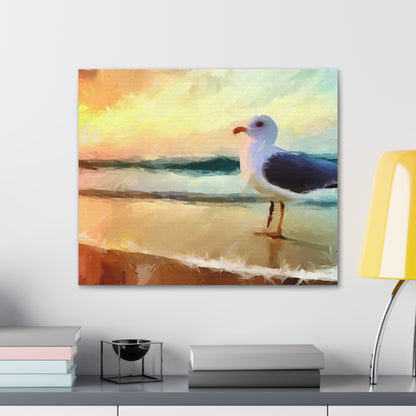 Seagull Beach, Beach wall art, Ocean wall art, Canvas Gallery Wraps