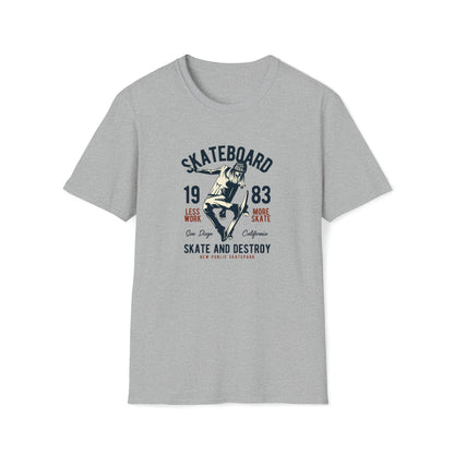 Skateboard Skate and Destroy |Beach Lifestyle Shirts | Summer Vibe Apparel Sport Grey