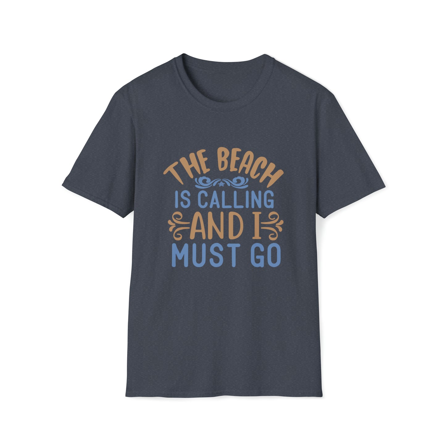 The Beach is Calling and I Must Go |Beach Lifestyle Shirts | Summer Vibe Apparel Heather Navy