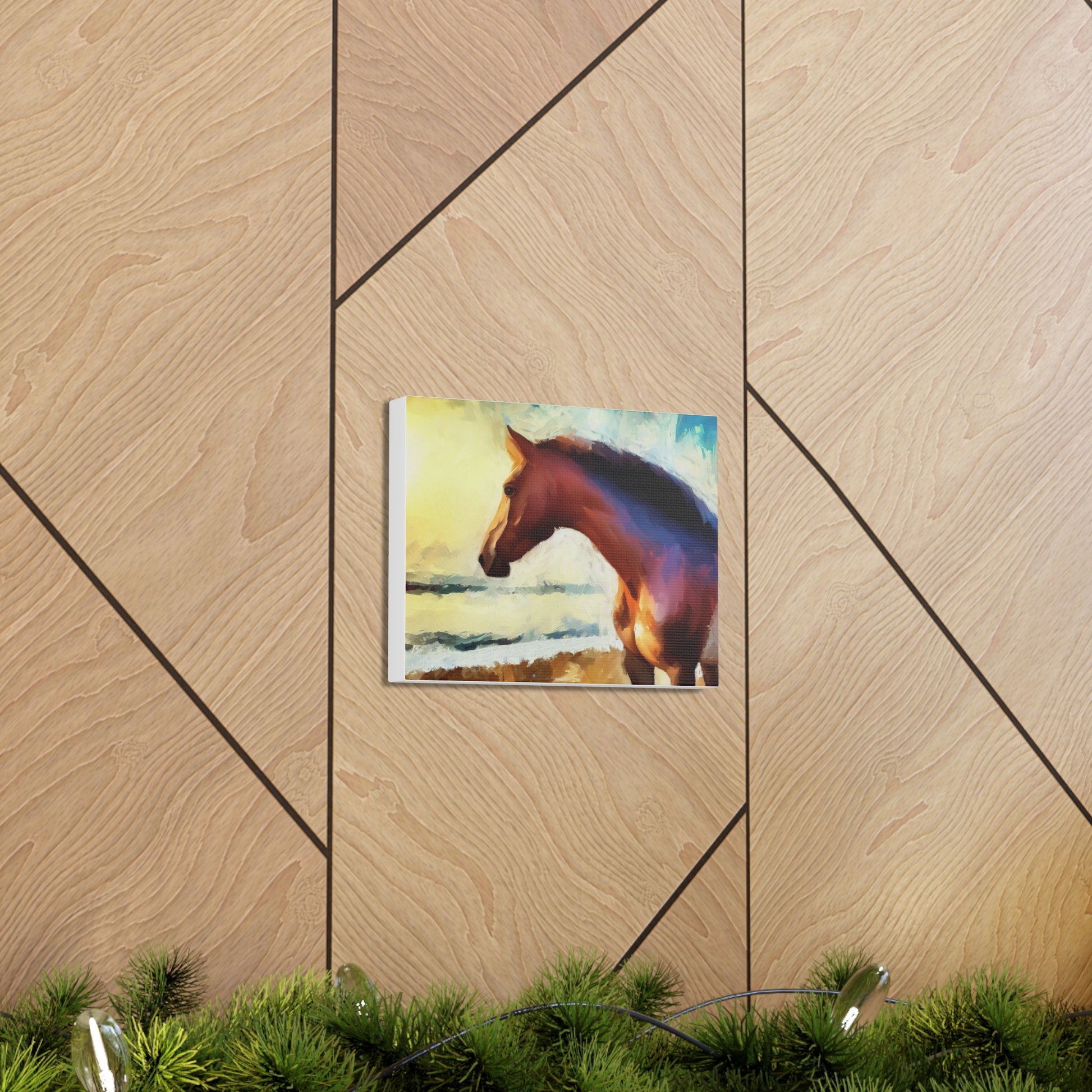 Horse wall art, beach art, ocean art, Canvas Gallery Wraps, Horse Beach, Sunset Beach - SaviTraviDesigns