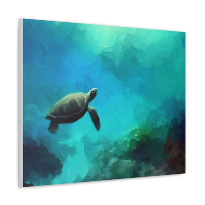 Sea Turtle wall art, ocean wall art, Canvas Gallery Wraps, Ocean Animal, Turtle Painting