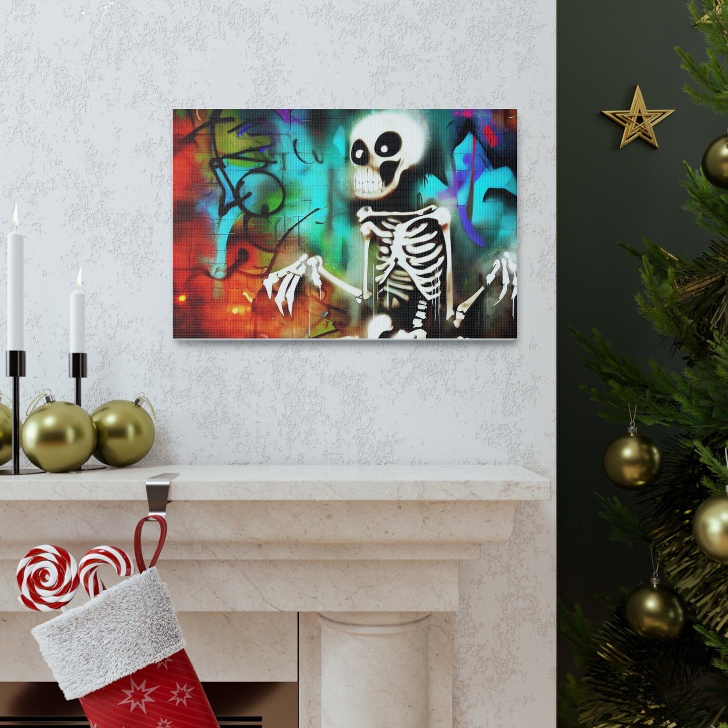 Halloween art, Skeleton canvas prints, Scary Halloween decor, Halloween home decor, Halloween wall, Gothic wall decor, Canvas Gallery Wraps - SaviTraviDesigns