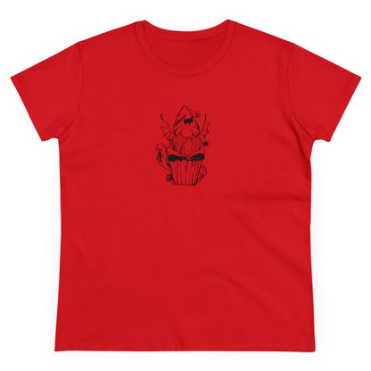 Spooky Elf Cupcake, Halloween Cupcake Designs, Halloween Graphic Shirts, Spooky Halloween Shirts, Cute Halloween Graphic Tees Red