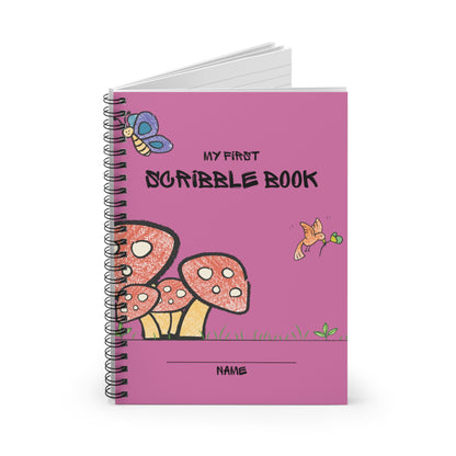 First Scribble Book, Spiral Notebook, Ruled Line, Pink - SaviTraviDesigns