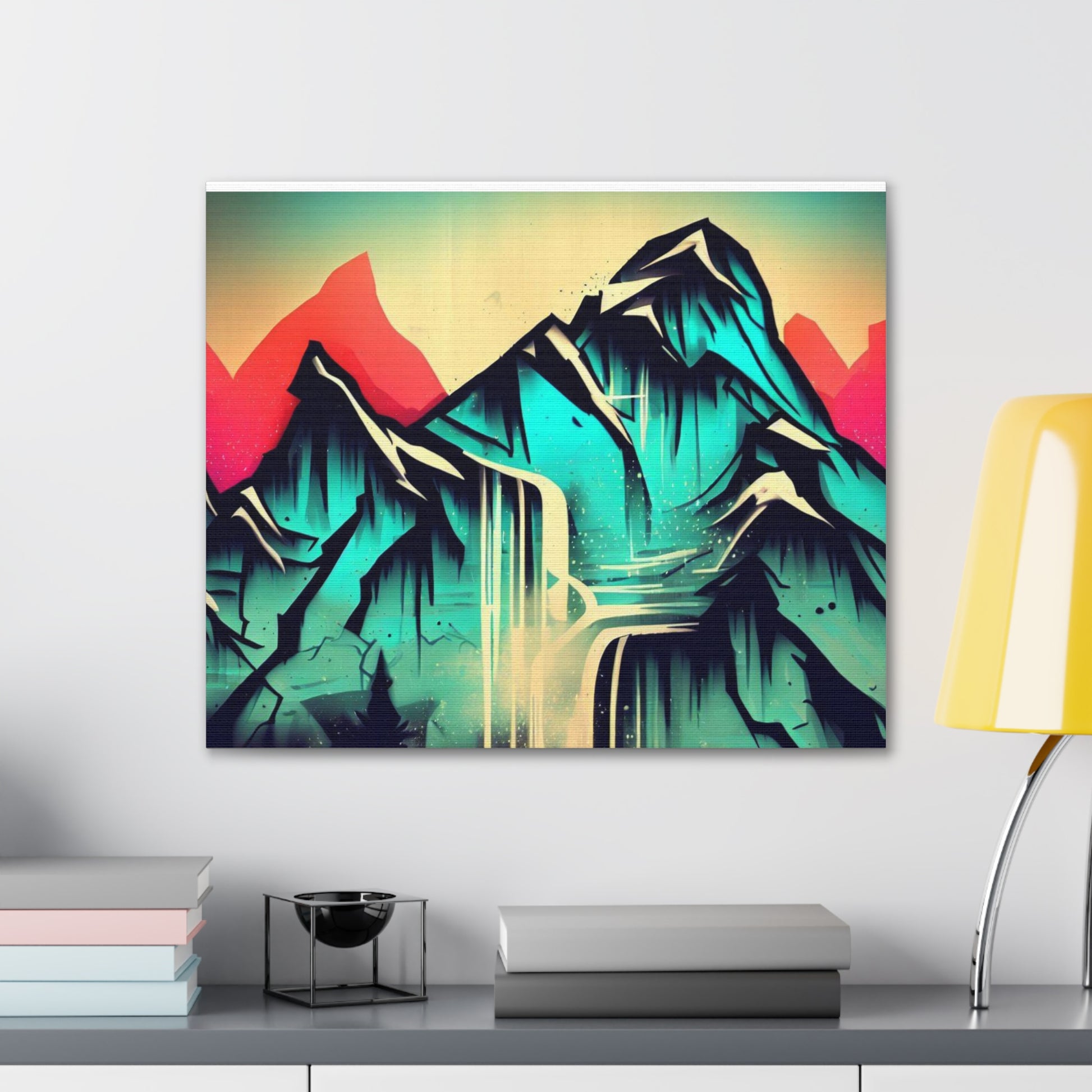 Blue Mountain, Mountain Sunset, Graffiti-inspired home decor, Modern street art prints, Graffiti wall art, Street art canvas art, Graffiti artist prints - SaviTraviDesigns