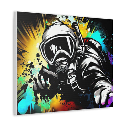 Gas Mask, SCUBA Diver, Graffiti Artist, Graffiti-inspired home decor, Modern street art prints, Graffiti wall art, Street art canvas art, Graffiti artist prints 24″ x 20″ Premium Gallery Wraps (1.25″)