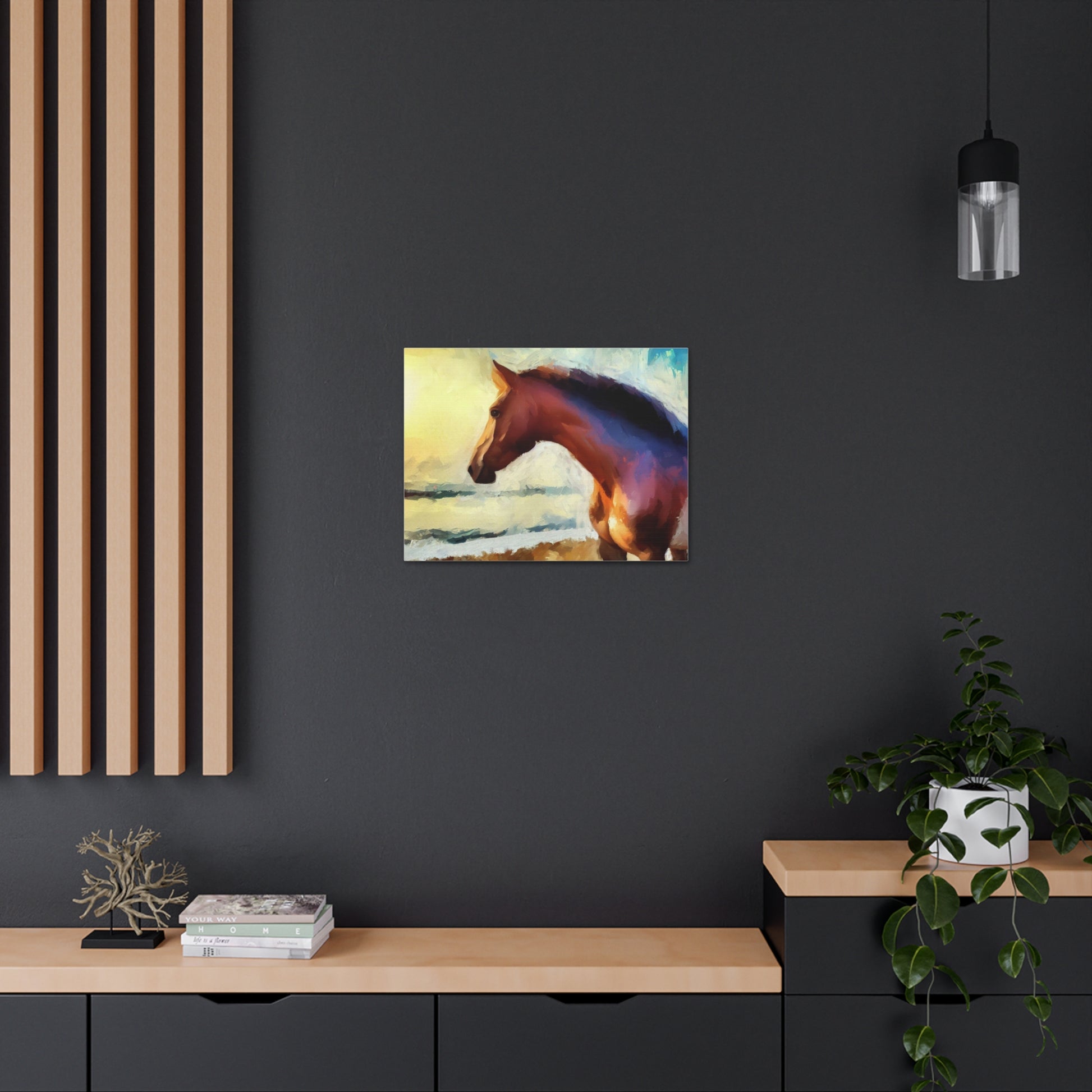 Horse wall art, beach art, ocean art, Canvas Gallery Wraps, Horse Beach, Sunset Beach - SaviTraviDesigns