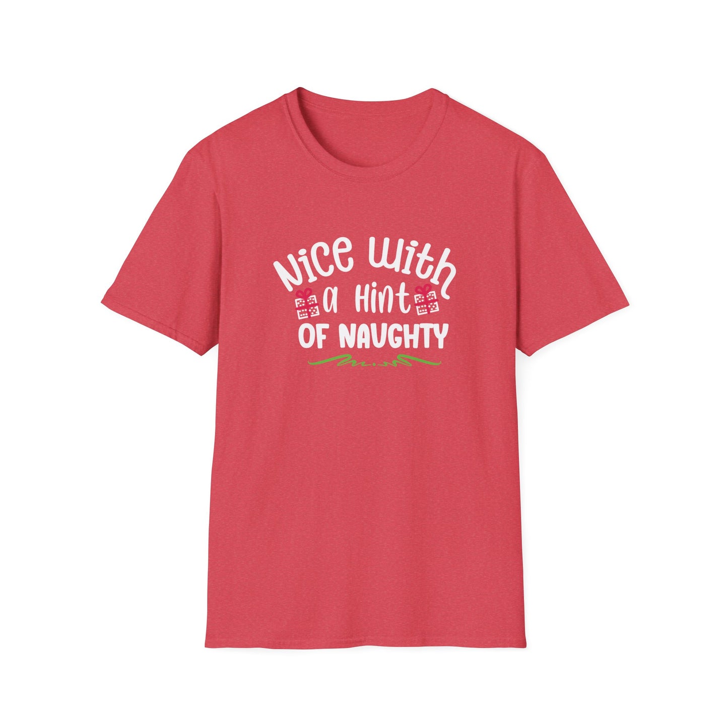 Nice With A Hint Of Naughty Holiday Graphic Shirt Heather Red