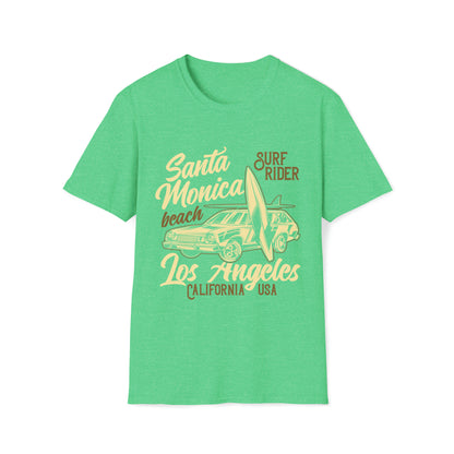 Santa Monica Beach Surf Rider |Beach Life Clothing | Ocean Vibes Apparel Heather Irish Green