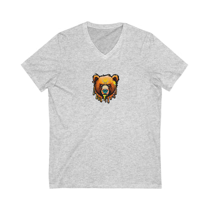 Orange Bear Shirt, Graffiti Graphic Shirt, Street Art, Urban Art, Unisex Jersey Short Sleeve V-Neck Tee Ash