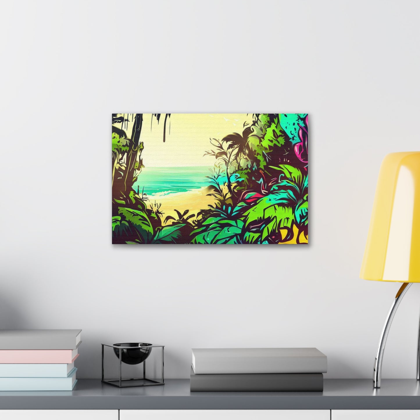 Jungle Beach, Rainforest Ocean, Graffiti-inspired home decor, Modern street art prints, Graffiti wall art, Street art canvas art, Graffiti artist prints - SaviTraviDesigns