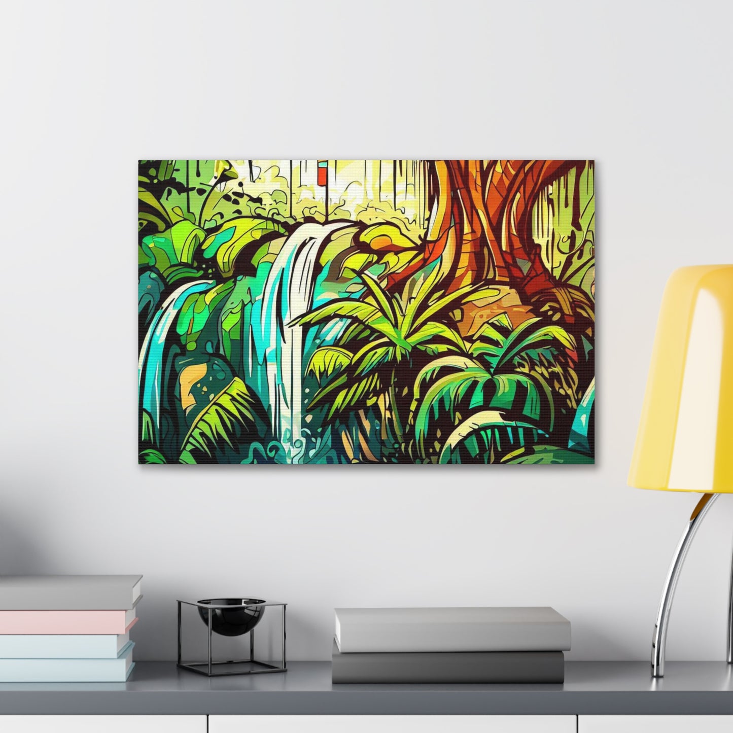 Rainforest Waterfall, Jungle Waterfall, Graffiti-inspired home decor, Modern street art prints, Graffiti wall art, Street art canvas art, Graffiti artist prints - SaviTraviDesigns