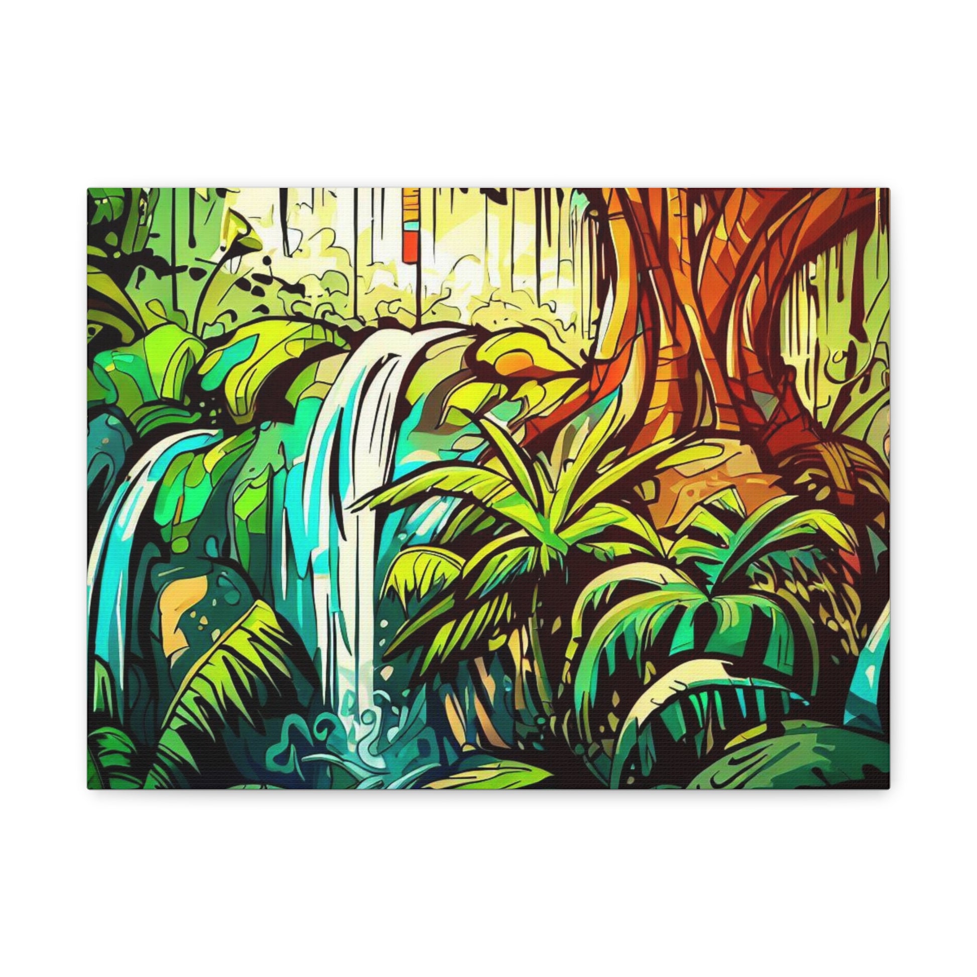 Rainforest Waterfall, Jungle Waterfall, Graffiti-inspired home decor, Modern street art prints, Graffiti wall art, Street art canvas art, Graffiti artist prints - SaviTraviDesigns