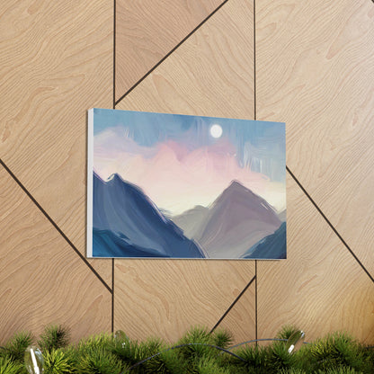 Mountain Wall Art, Moon Wall Art, Canvas Gallery Wraps, Moon Over Mountains